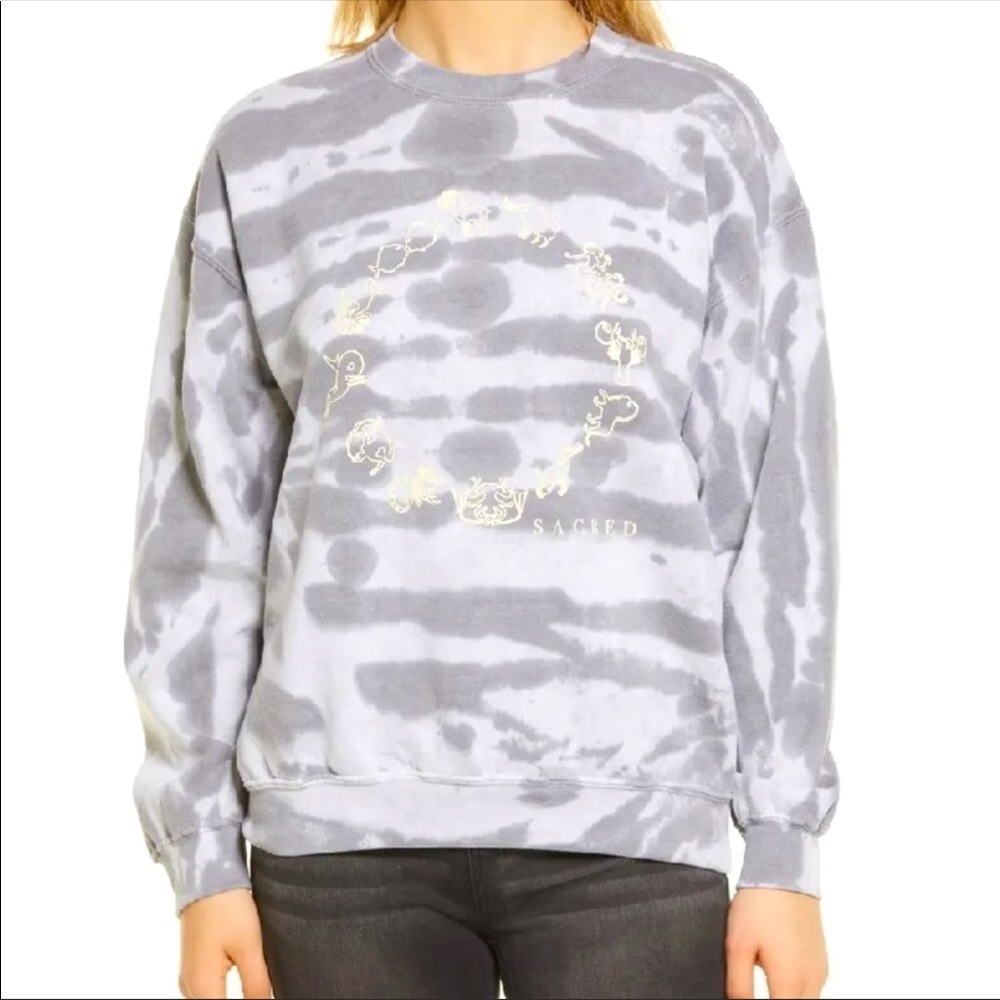 NEW BDG Urban Outfitters Zodiac Tie-Dye‎ Sweatshirt Greys Size Small
